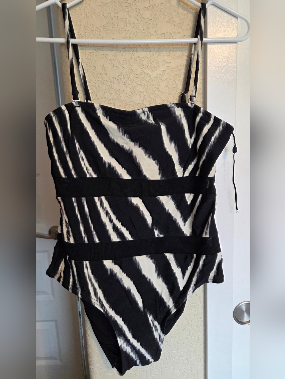 Dkny Black & White Zebra-Striped Swimsuit